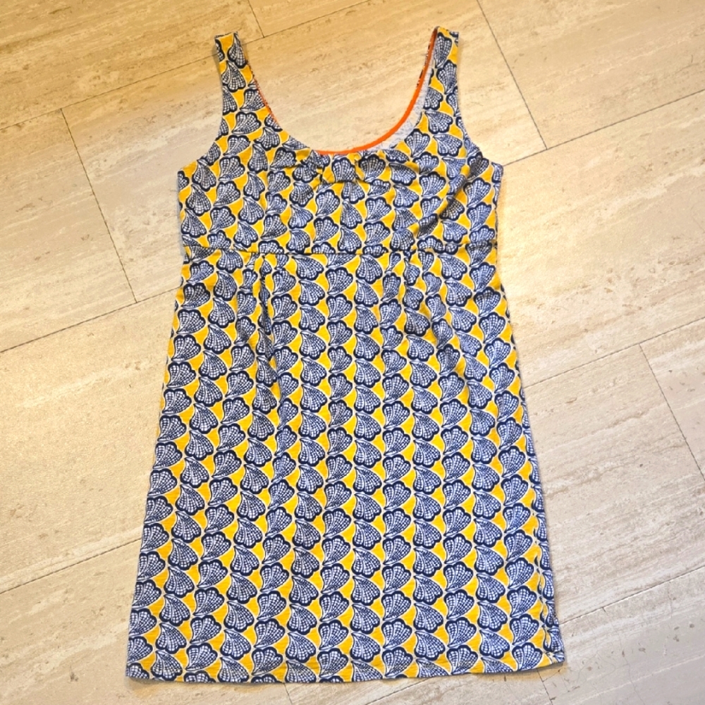 Boden Yellow/Blue Seashell Patterned Sleeveless S… - image 1